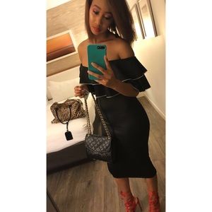 Black Off Should Ruffle Dress